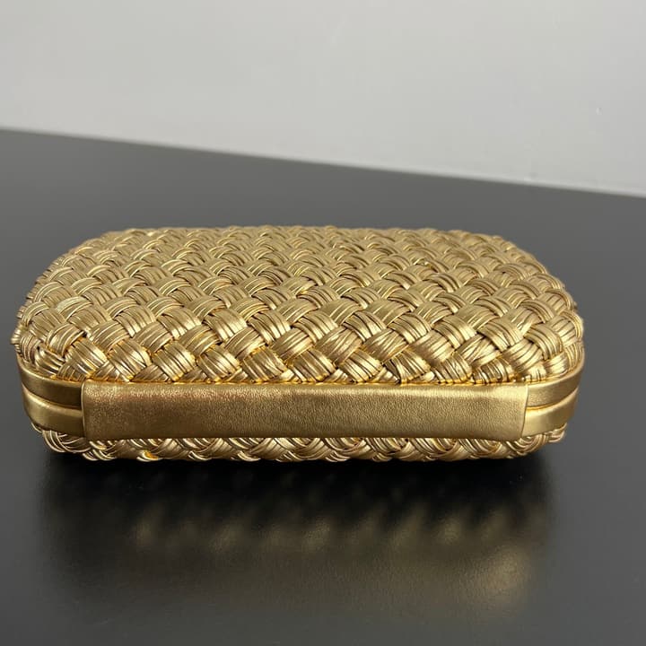 Bottega Veneta Knot Evening Clutch Bag in Gold