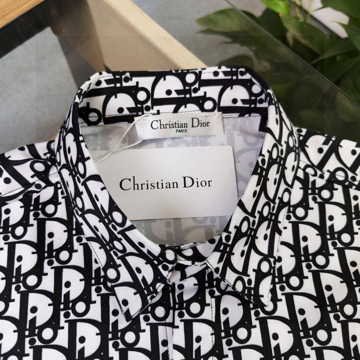 Dior Monogram Logo Casual Long-Sleeve Shirt – 2025SS in Black And White Monogram