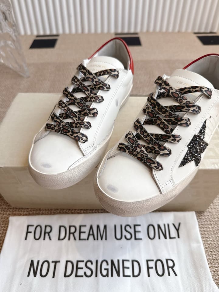 Golden Goose Distressed Leather Sneakers in Dark Green