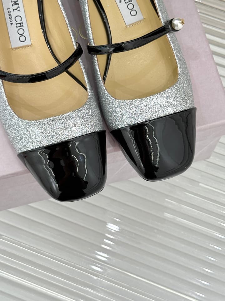 Jimmy Choo Color-block Pearl Mary Jane Heels – 25FW in Black Bow Detail