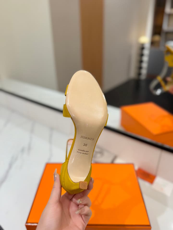 Hermès Classic Palm Grain Cowhide Heels – 6.5cm in Black