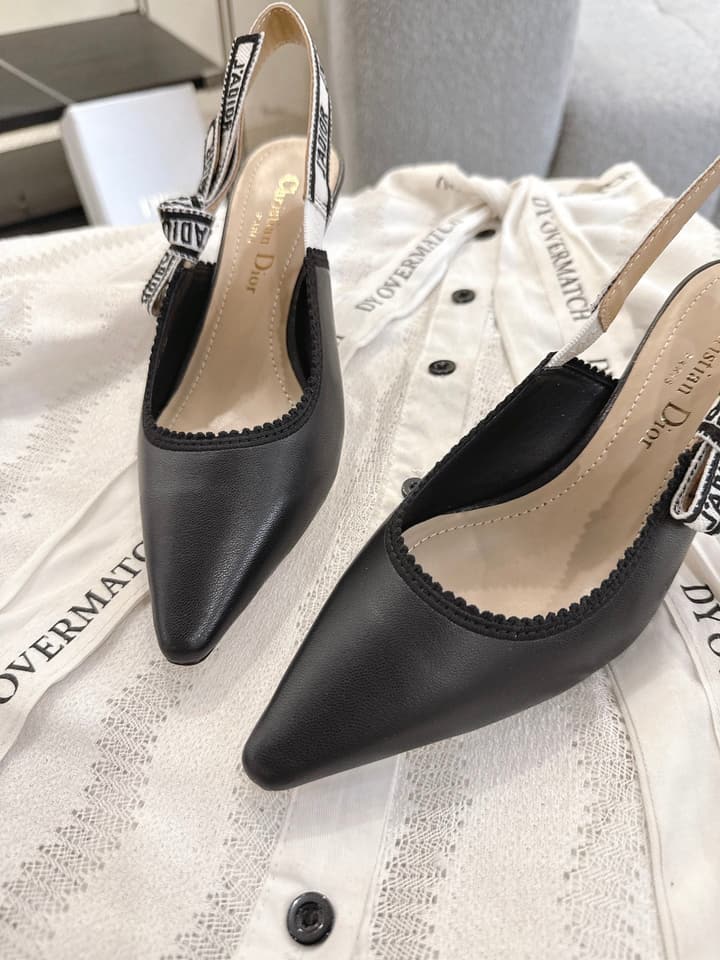 Dior J'Adior Patent Leather Kitten Heel Sandals in Classic Black Smooth Leather