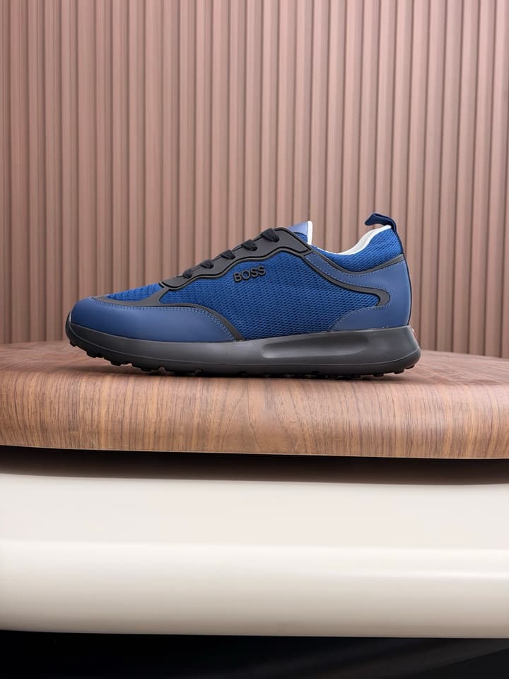 Boss Men's Knit and Leather Sneakers