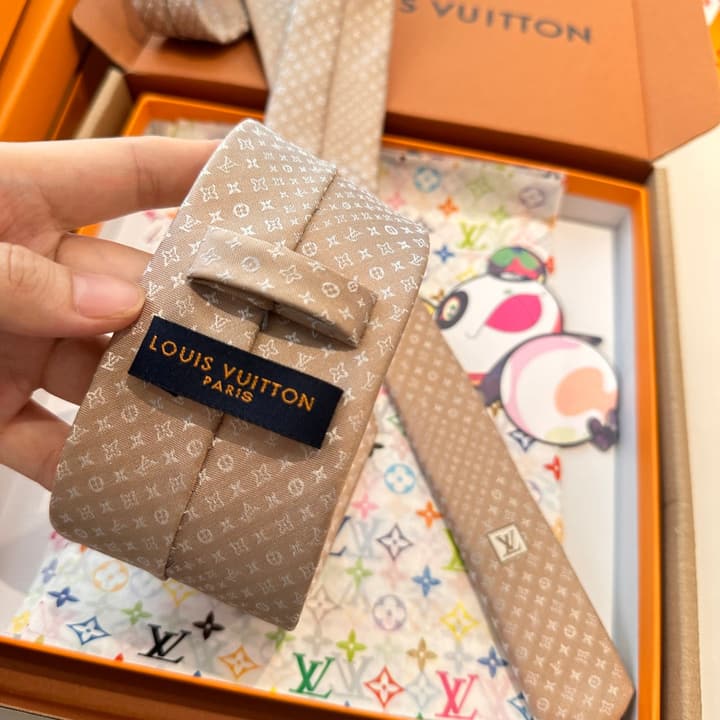 Louis Vuitton Damier Silk Tie in Charcoal Grey