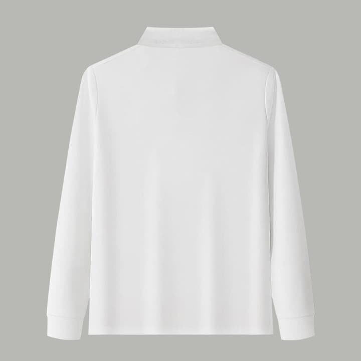 Dior Silk Long Sleeve Polo Shirt with Metal Patch in White With Solid Pocket