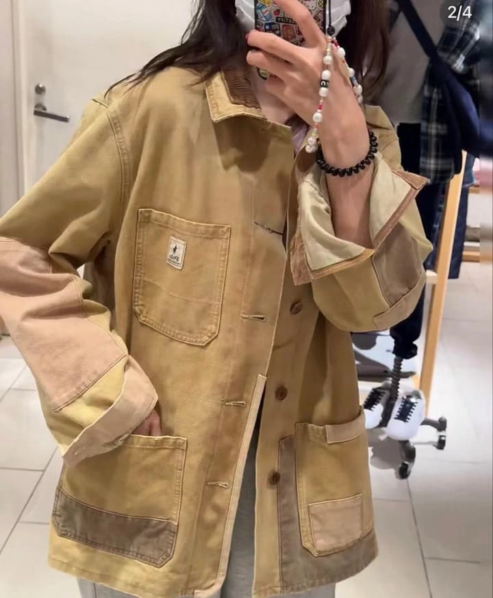 Ralph Lauren Barn Washed Distressed Jacket – 2025 Spring New in Classic Mustard Tan