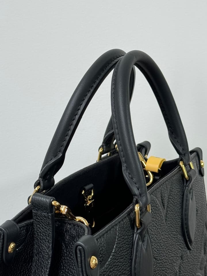 Louis Vuitton OnTheGo Small Tote Bag in Black Contrasting Monogram With Red Lining