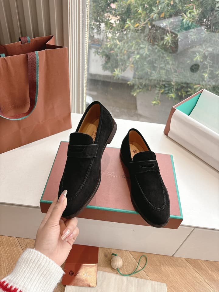 Loro Piana Loafers in Black Suede