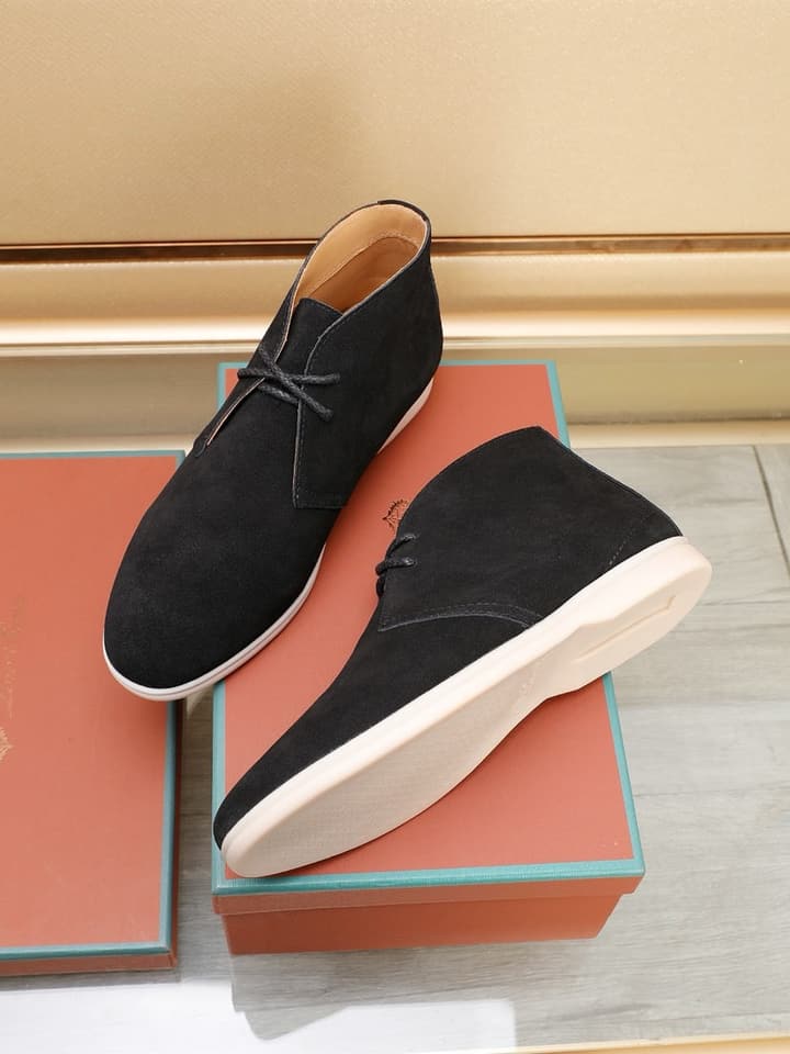 Loro Piana Water-Repellent Suede Moccasin Loafers in Black