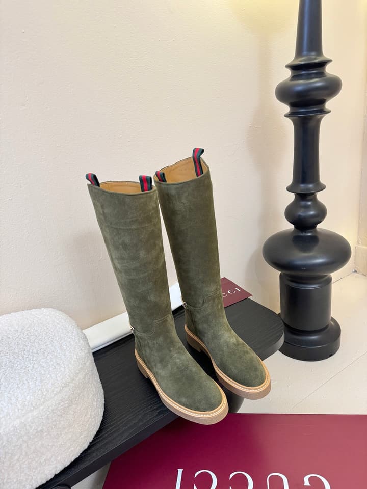 Gucci Runway Velvet Boots in Black Suede