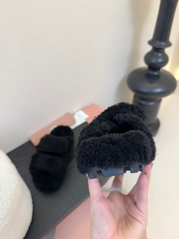 Miu Miu Sheepskin Mules in Black