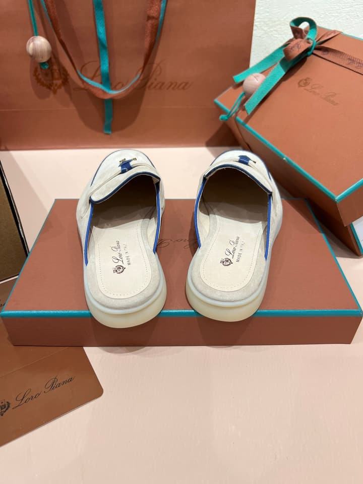 Loro Piana Women's Mules in Aqua Blue Suede