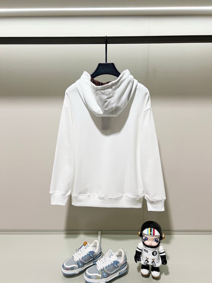 Fendi FF Patch Logo Cotton Hoodie in Black Hooded Sweatshirt