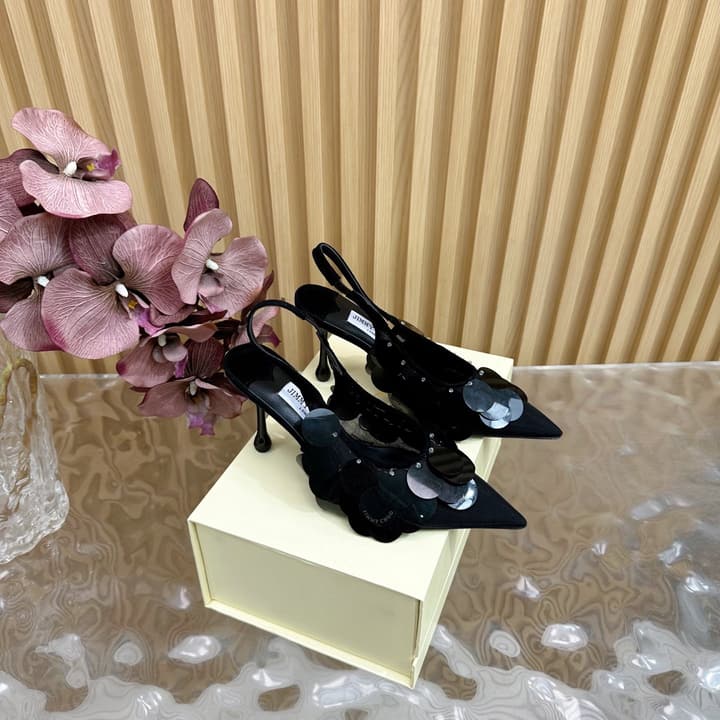 Jimmy Choo Sequined Evening Pumps – 2025SS in Patent Black
