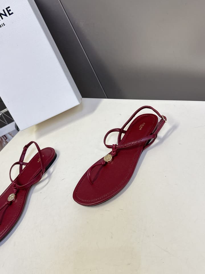 Celine Triomphe T-Strap Flat Sandals – Spring/Summer Collection in Black