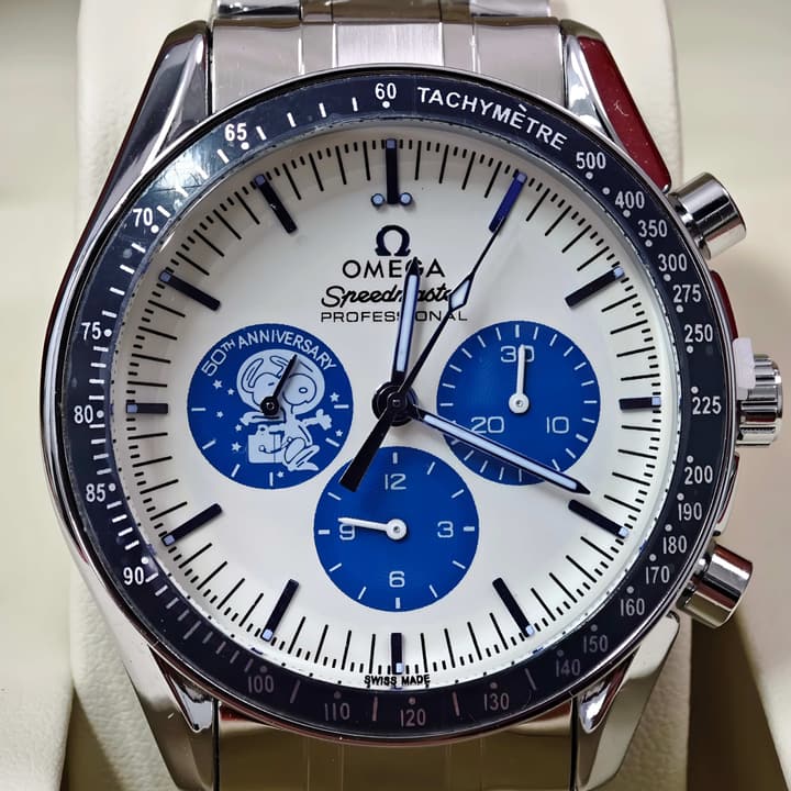 Omega Speedmaster Snoopy 50th Anniversary Quartz Watch in Blue Sub-dial Chronograph