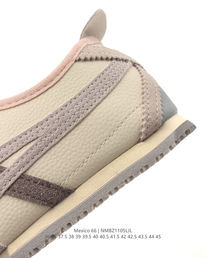 Onitsuka Tiger Mexico 66 Slip-On Sneakers in Cream Beige With Taupe Stripes