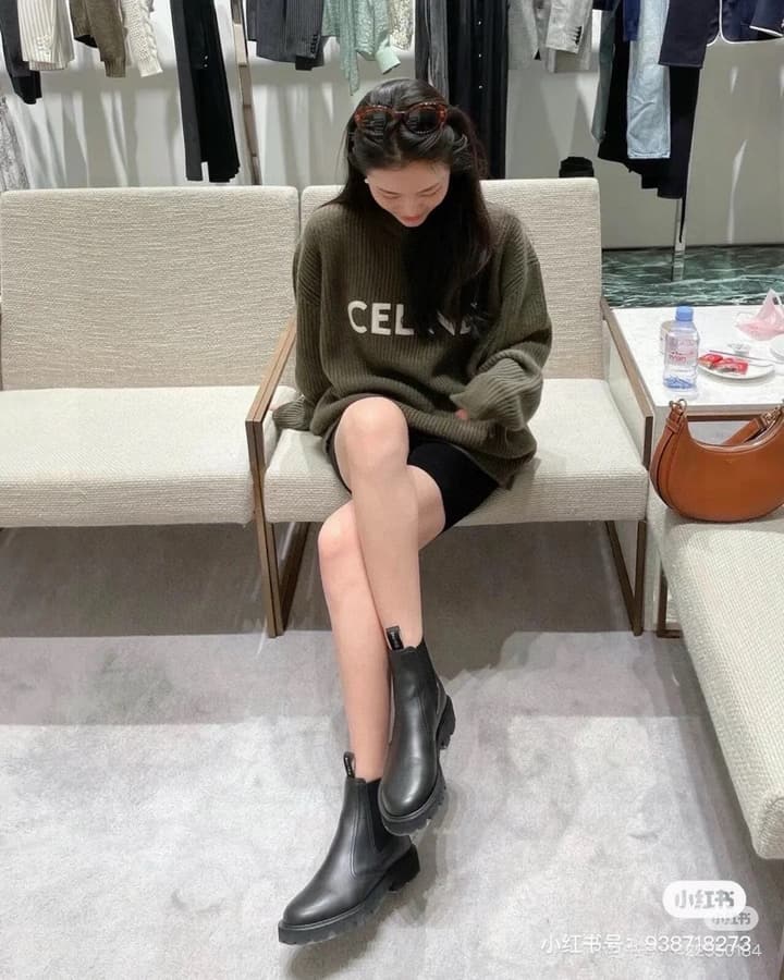 Celine Classic Embroidered Crewneck Sweater in Army Green