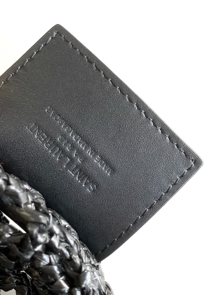 Saint Laurent OXALIS Raffia Crochet Shoulder Bag in Black