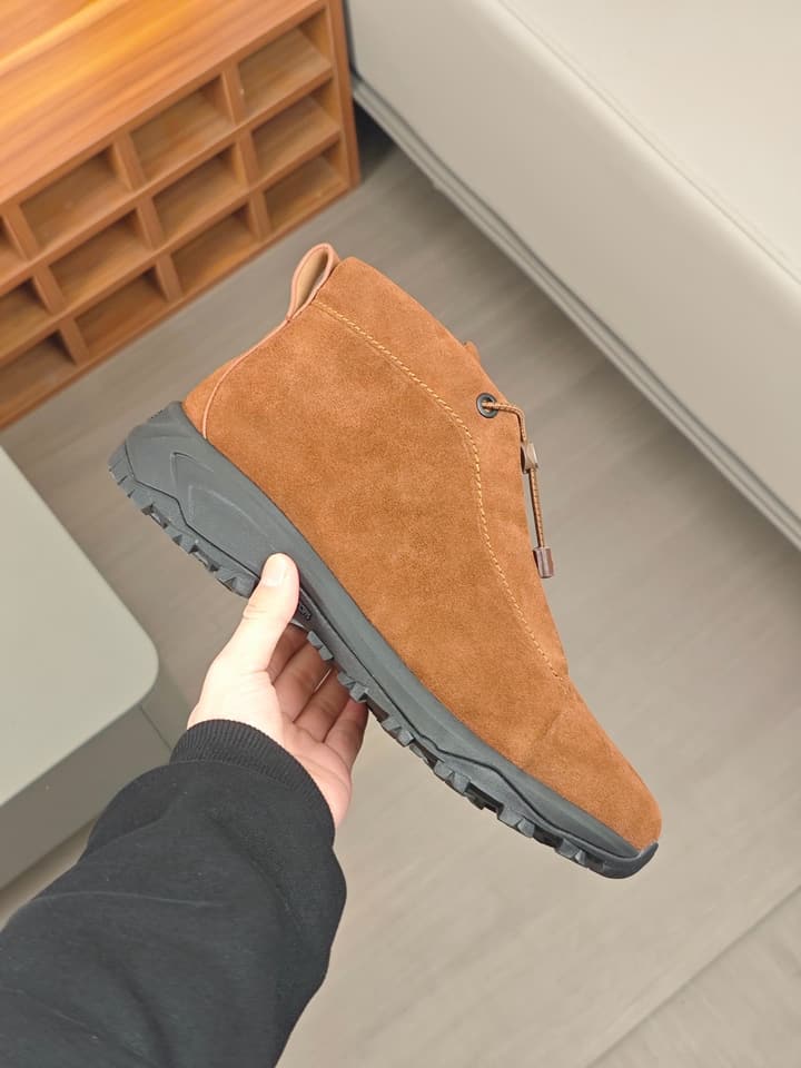 Zegna Triple Stitch™ Monte Luxury Casual Shoes in Black Leather High-top