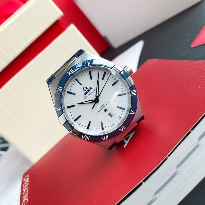 Omega Constellation Series Automatic Watch 41mm in White Dial Blue Strap