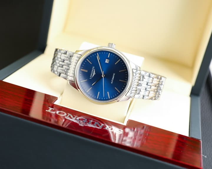 Longines Elegant Collection 39mm Mechanical Watch in Stainless Steel With Blue Dial