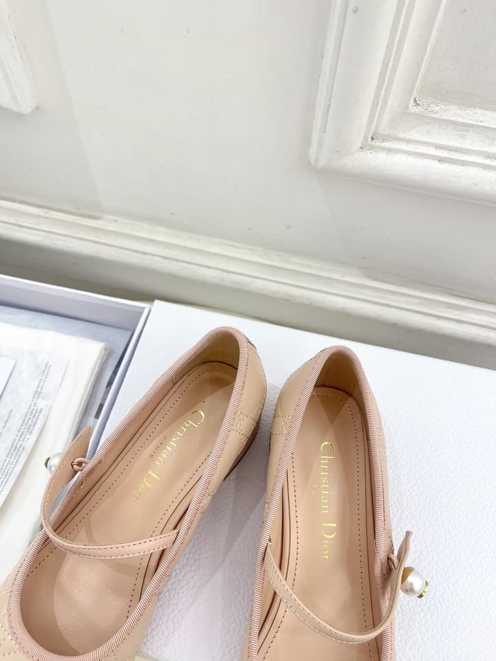 Dior Cannage Pearl Ballet Pumps – 2024 Early Spring Collection in Cream Mary Jane