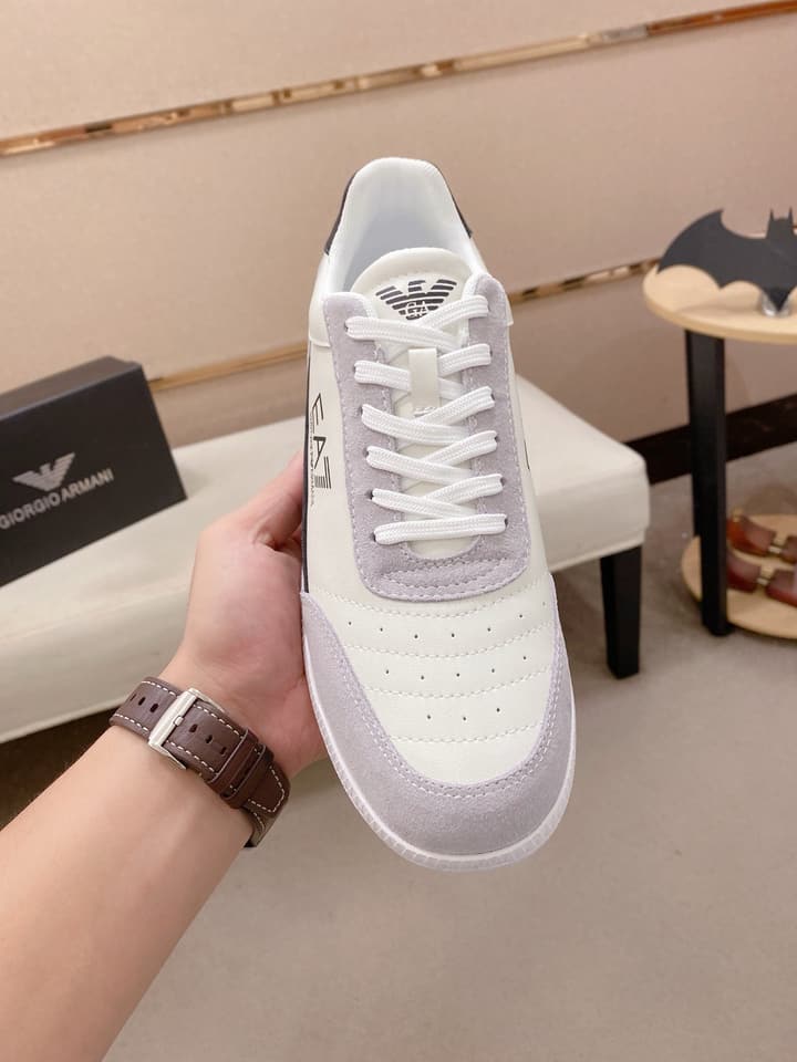 Armani Italian Leather Luxury Sneakers – New Collection in Bright Red