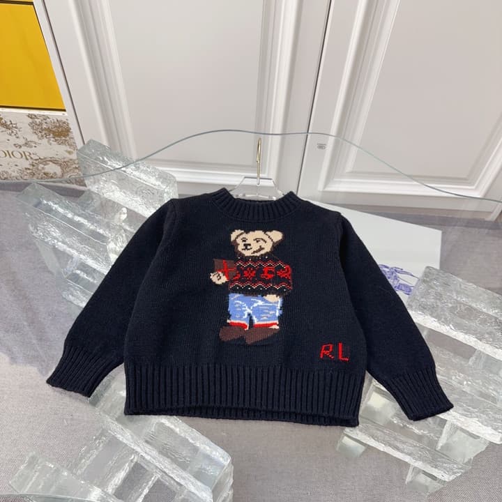 Ralph Lauren Kids Knitted Sweater – Kids Collection in Dark Navy Bear Sweater