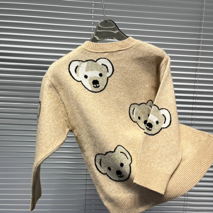 Burberry BU Bear Pattern Cardigan – Kids Collection in Light Tan Bear Cardigan