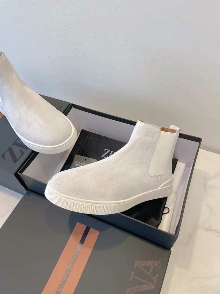 Zegna COUTURE Triple Stitch Leather Sneakers in Black Suede With Dark Sole