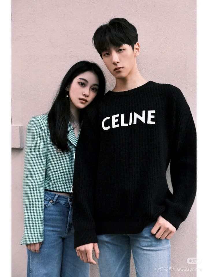 Celine Classic Embroidered Crewneck Sweater in Army Green