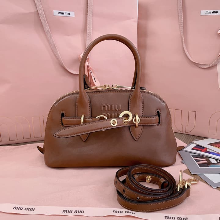 Miu Miu Aventure Nappa Leather Bowling Bag