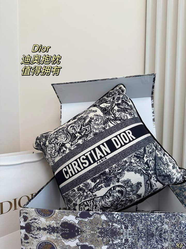 Dior Limited Edition Home Pillow in Black And White Toile Pattern