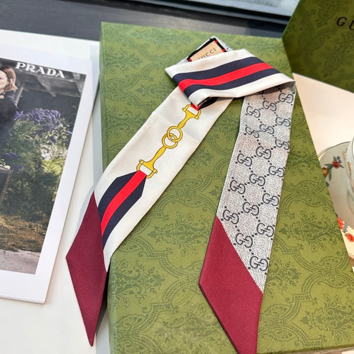 Gucci GG Logo Twilly Silk Scarf