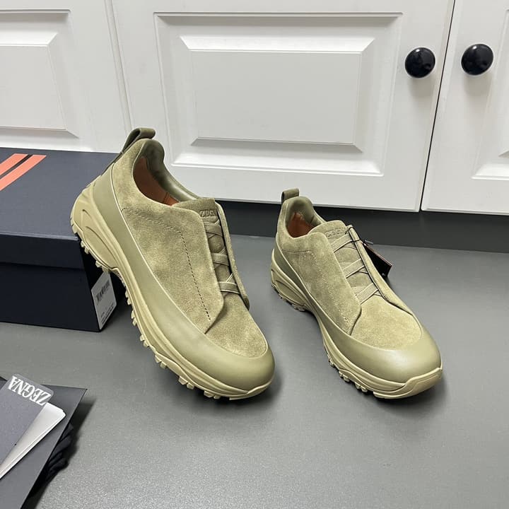 Zegna Triple Stitch™ Monte Luxury Casual Shoes in Light Grey Leather
