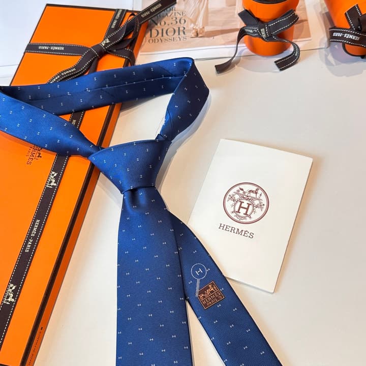 Hermès Men's Silk Tie in Burnt Orange Brown