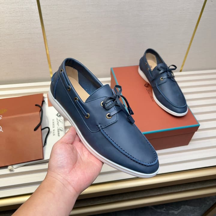 Loro Piana Moccasin Shoes – 2025 Collection in Navy Blue Leather