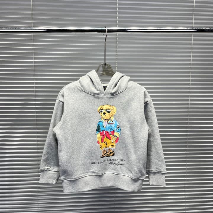 Ralph Lauren Bear Graphic Plush Lined Hoodie – Kids Collection in Dark Navy