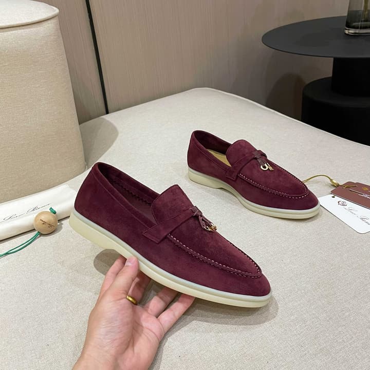 Loro Piana Summer Charms Walk Moccasin Loafers in Black Leather
