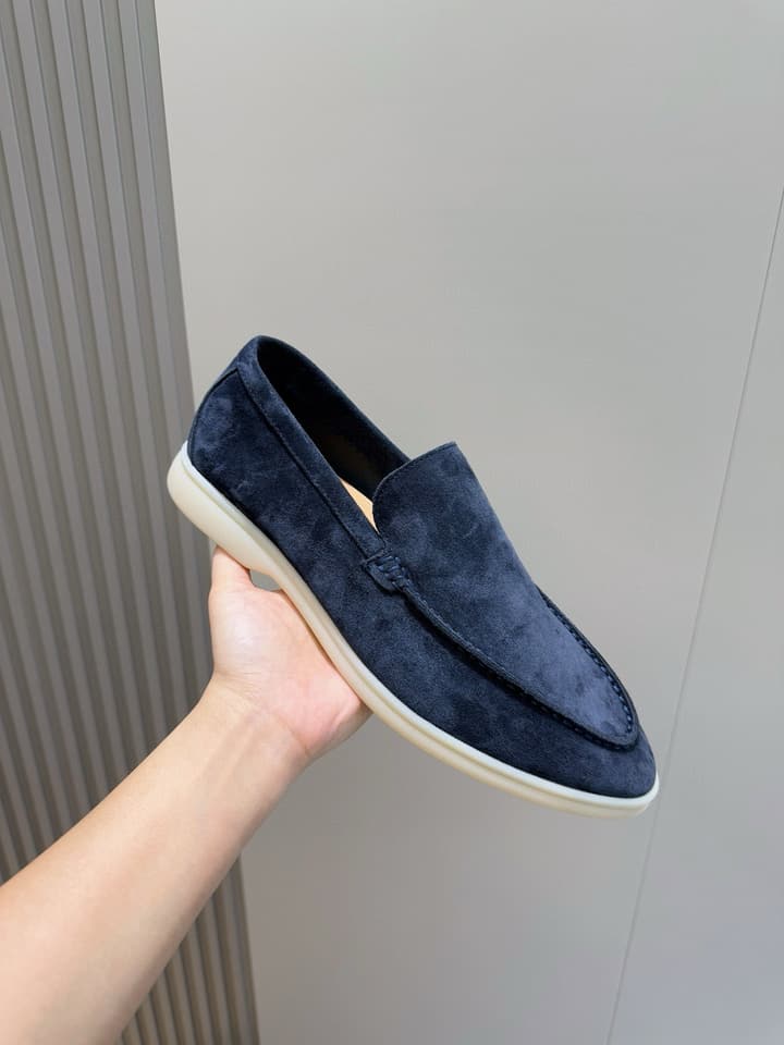 Loro Piana Italian Handmade Suede Driving Shoes in Black Suede