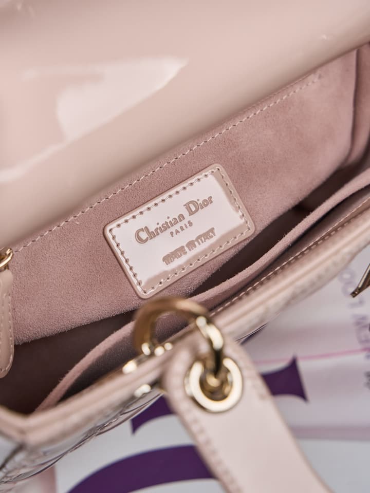 Dior Lady Dior Handbag in Black Patent Leather