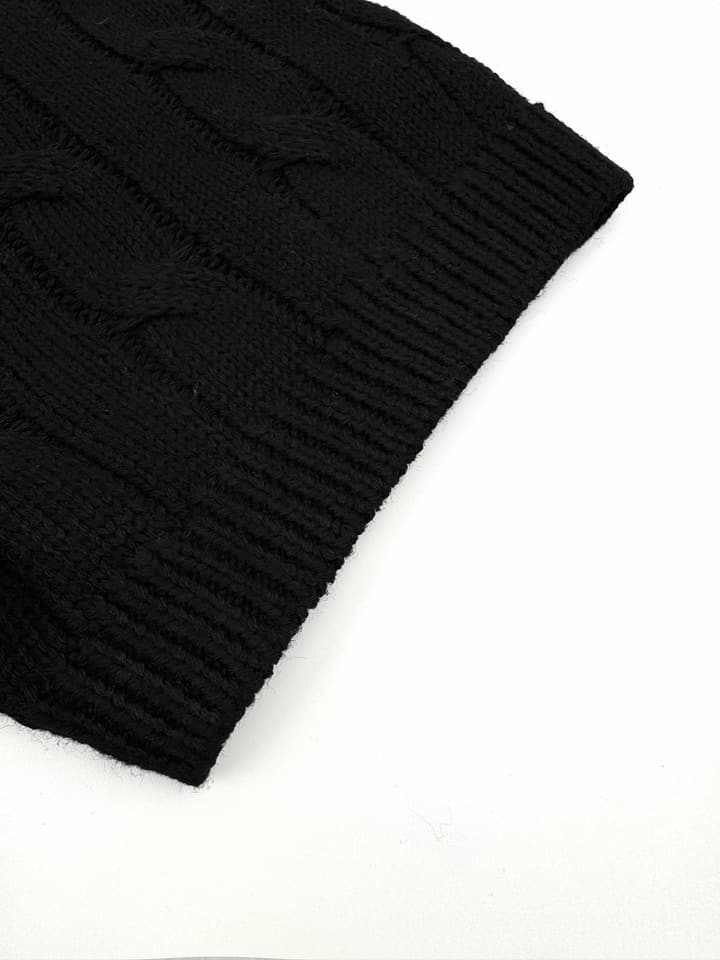 Ralph Lauren Cable-Knit Short-Sleeve Sweater in Ink Black