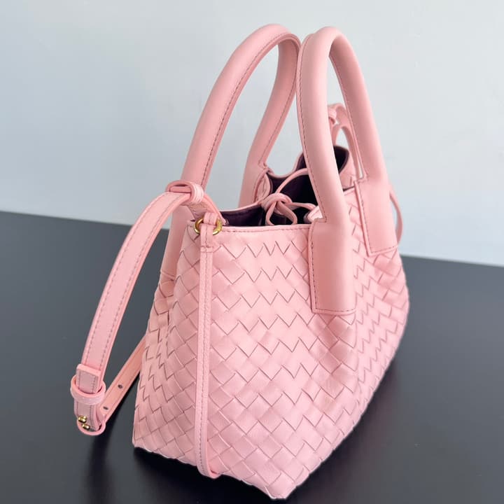 Bottega Veneta Pinacoteca Small Tote Handbag – 2025SS in Burgundy With Light Blue Lining A