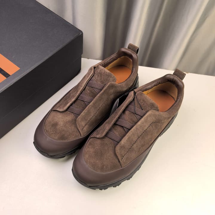 Ermenegildo Zegna Triple Stitch™ Monte Luxury Casual Shoes in Black Leather