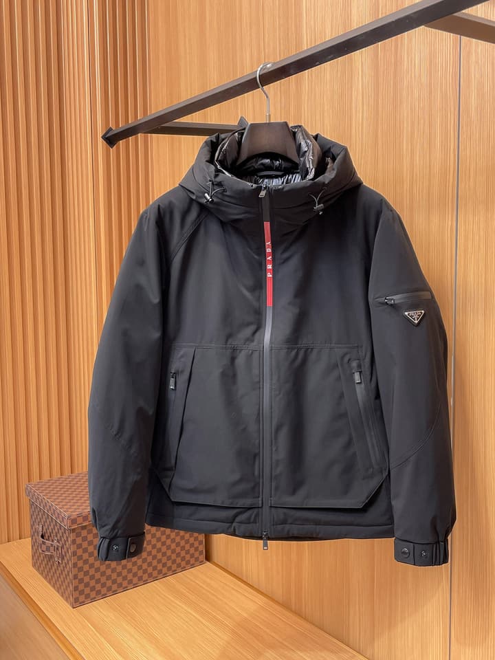 Prada Linea Rossa Gore-Tex Hooded Puffer Jacket in Black Hooded Anorak
