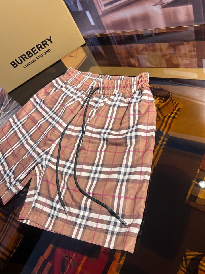 Burberry Vintage Check Swim Trunks in Beige
