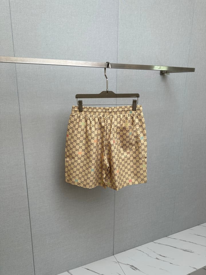 Gucci Men's Casual Beach Shorts – 2025SS in Beige GG Monogram