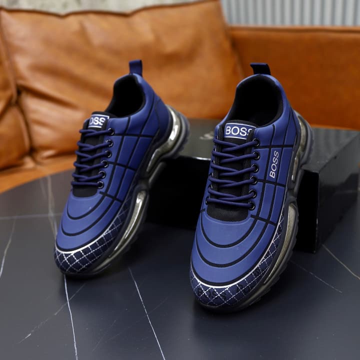 Boss Men's Knit Sport Sneakers in Grey