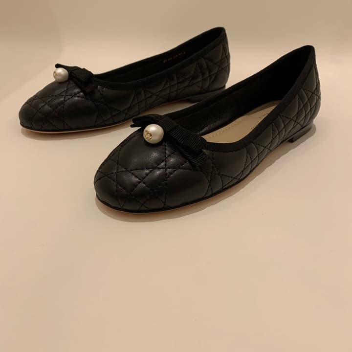 Dior Cannage Quilted Leather Ballerina Flats in Black Quilted Leather
